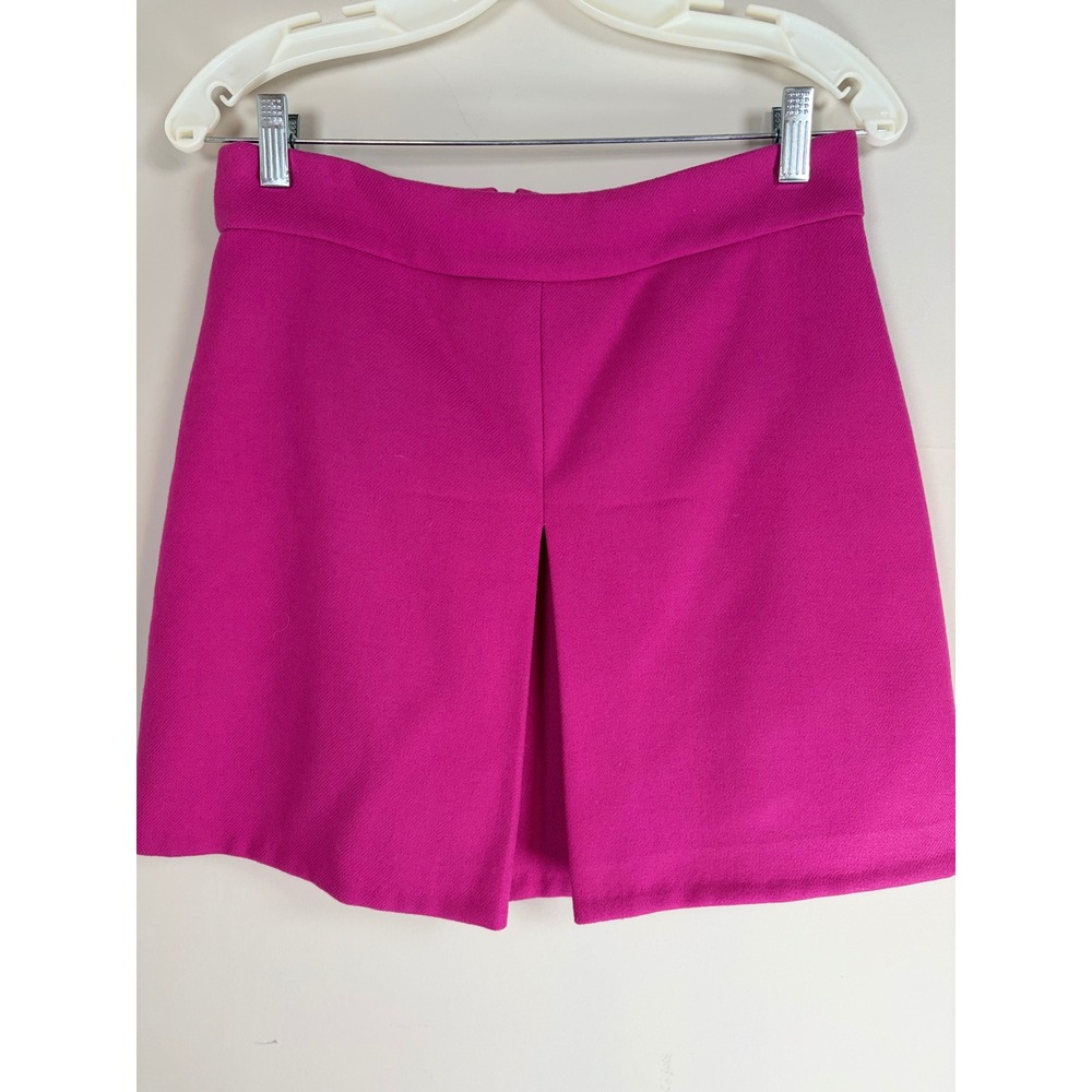 J.Crew Magenta Pink 100% Wool Mini Skirt Front Pleat 8P Petite